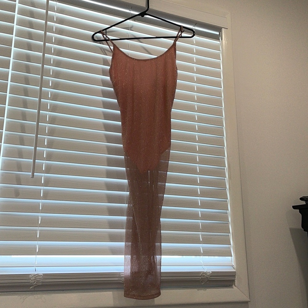 Sheer pink bodycon with body suit never been worn